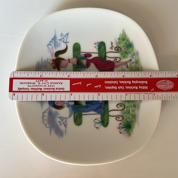 Rosenthal Raymond Peynet Plate Dish Porcelain Lovers Bench Doves Germany Vintage - Picture 10 of 12